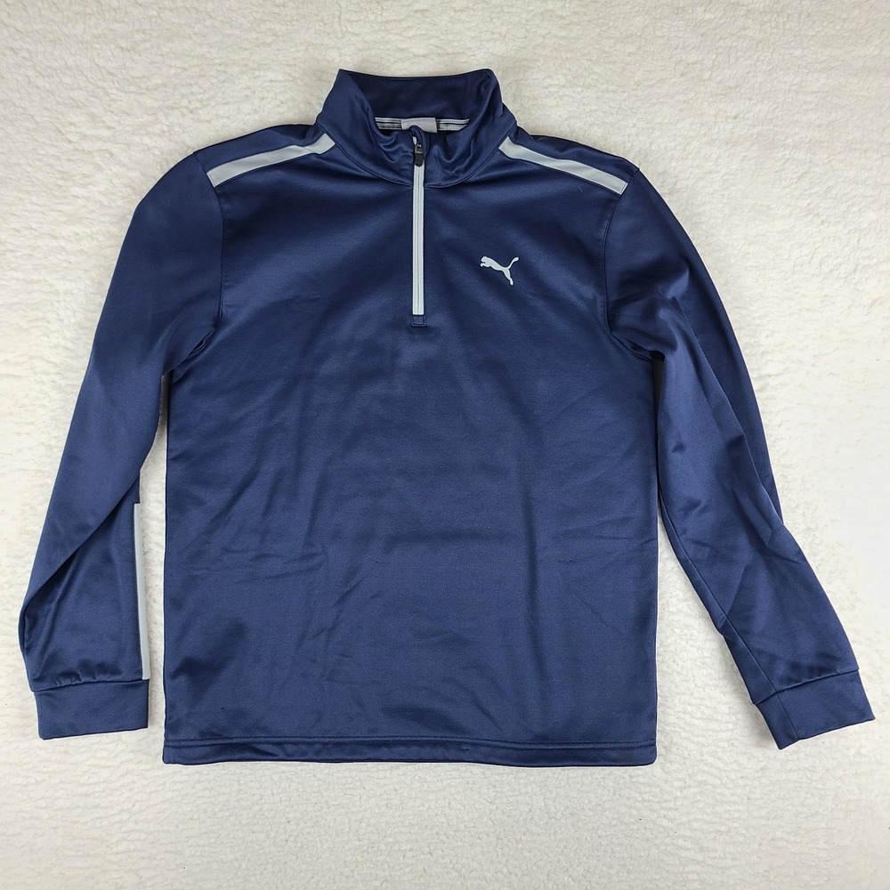 Puma Sweater Mens Small Blue Navy Warm Cell Quarter Zip‎ Performance Tech Golf *